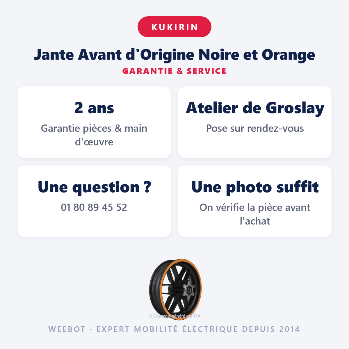 Jante Avant d'Origine Noire et Orange : garantie 2 ans et service après-vente