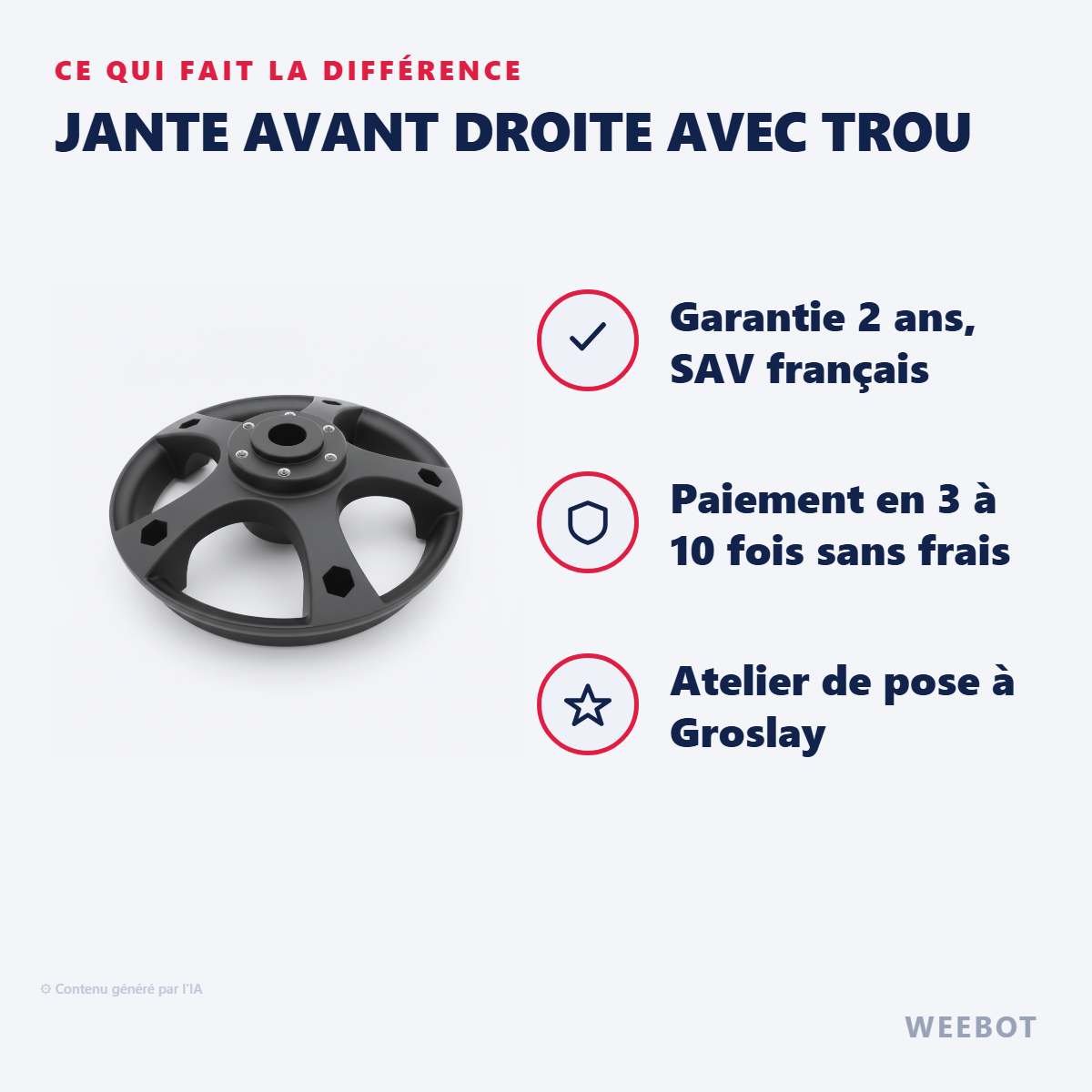 Jante Avant Droite avec Trou : les points forts