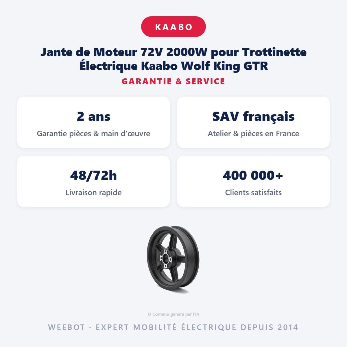 Jante de Moteur 72V 2000W pour Trottinette Électrique Kaabo Wolf King GTR - Weebot