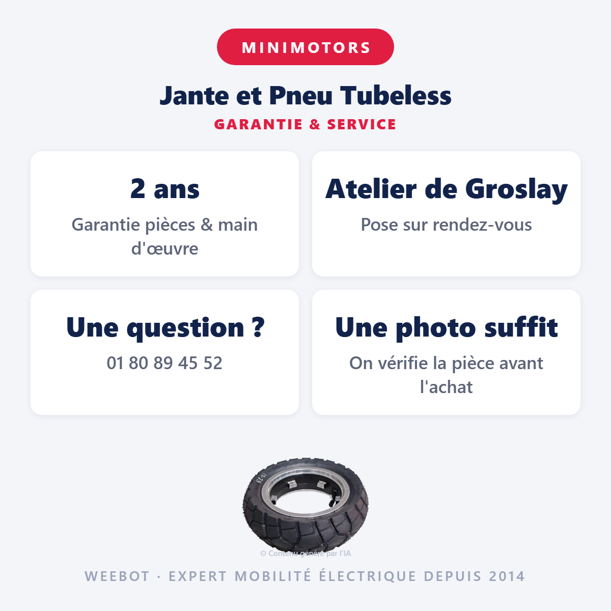 Jante et Pneu Tubeless : garantie 2 ans et service après-vente