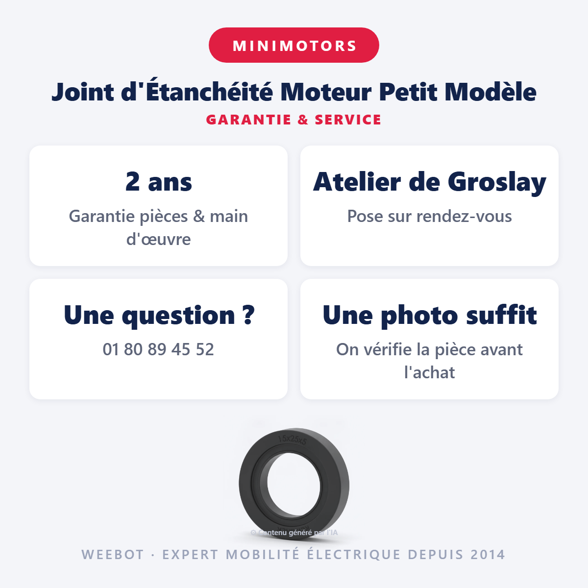 Joint d'Étanchéité Moteur Petit Modèle : garantie 2 ans et service après-vente