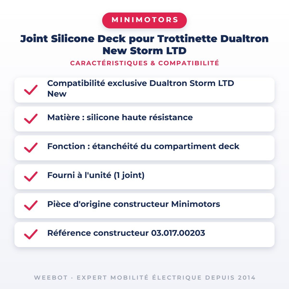Joint Silicone Deck pour Trottinette Dualtron New Storm LTD - Weebot