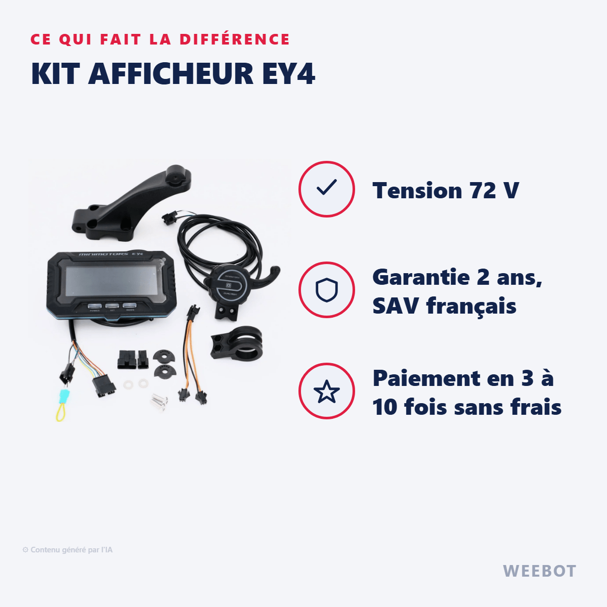 Kit Afficheur EY4 (Bluetooth) pour Trottinette Electrique Dualtron Minimotors Jusqu'à 72V - Weebot