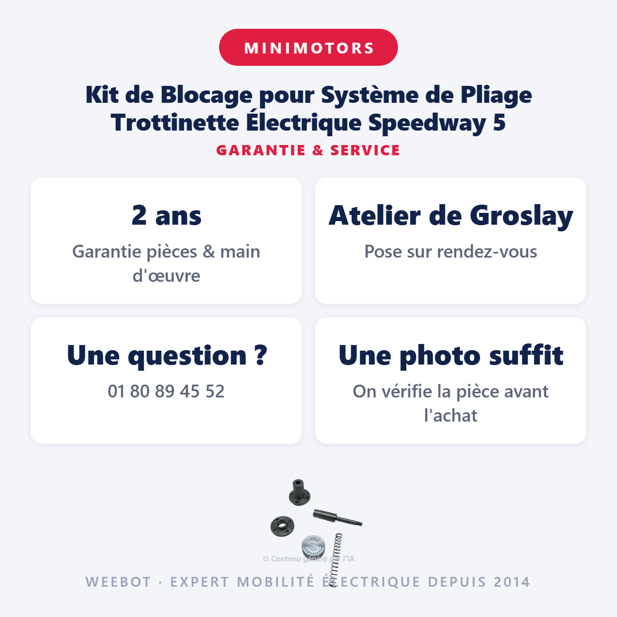 Kit de Blocage pour Système de Pliage Trottinette Électrique Speedway 5 : garantie 2 ans et service après-vente