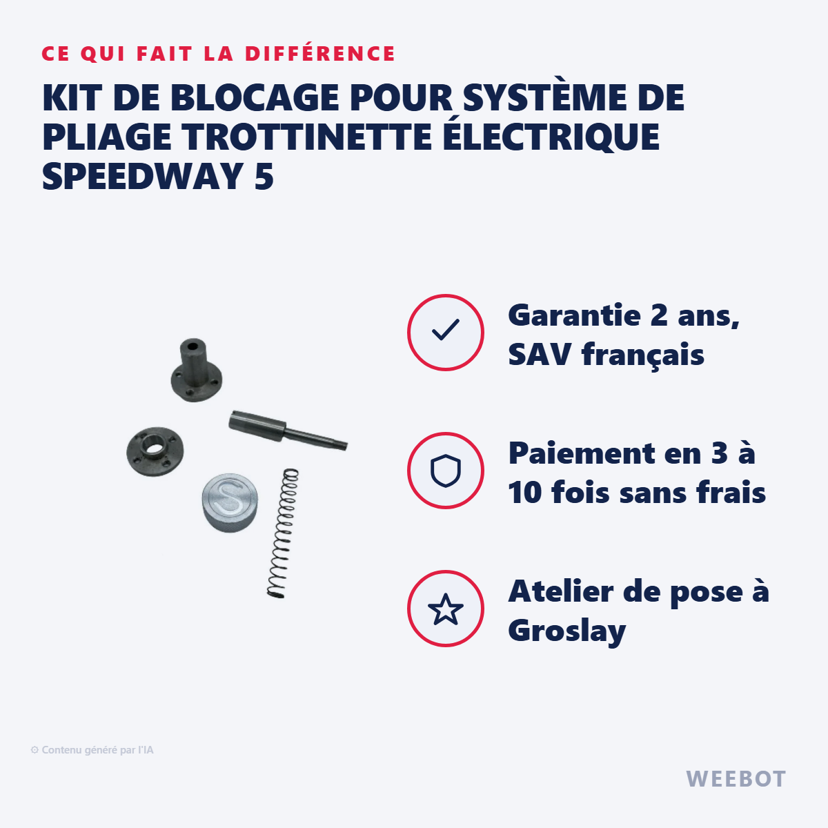 Kit de Blocage pour Système de Pliage Trottinette Électrique Speedway 5 : les points forts