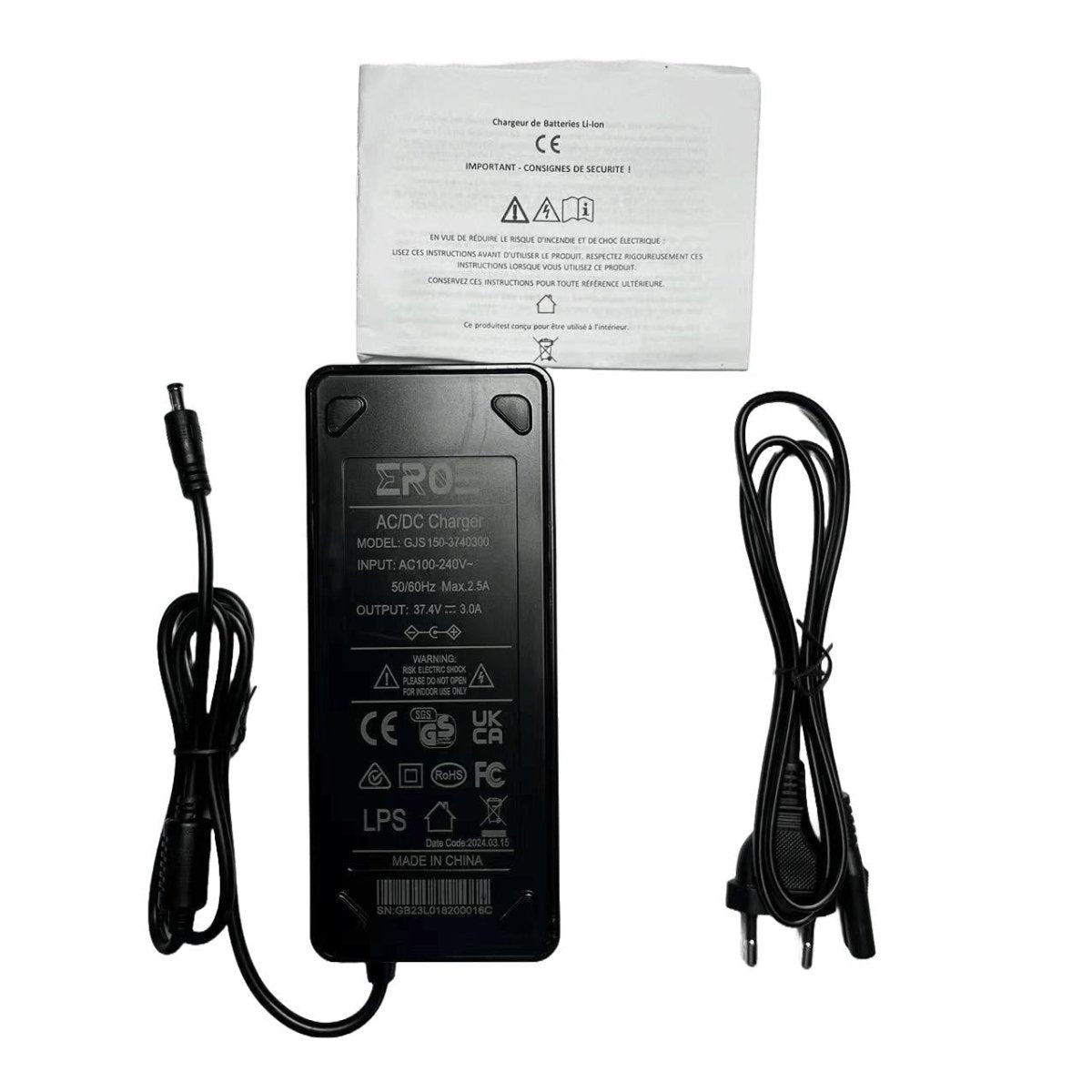 Chargeur Standard de Trottinette Électrique pour Batterie 33V (Connecteur DC 5.5*2.1mm) - Weebot