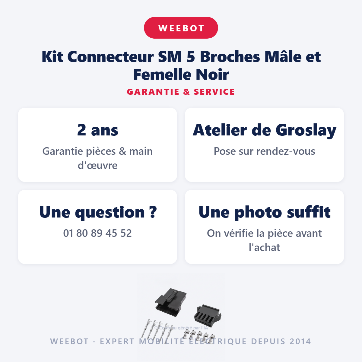 Kit Connecteur SM 5 Broches Mâle et Femelle Noir : garantie 2 ans et service après-vente