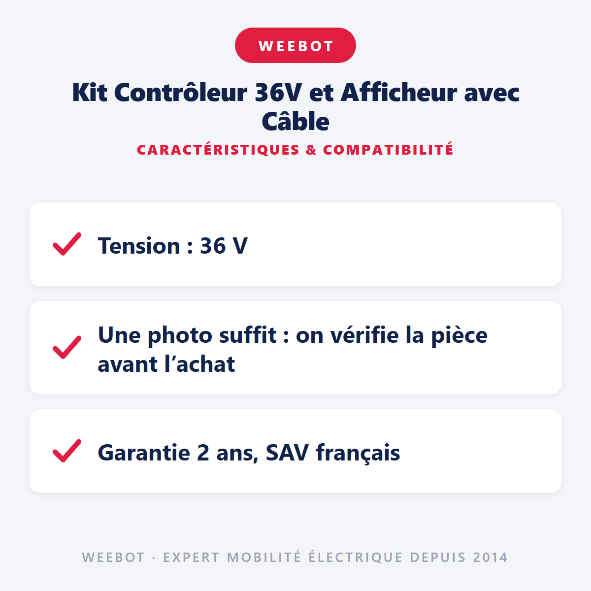 Kit Contrôleur 36V et Afficheur avec Câble : caractéristiques et compatibilité