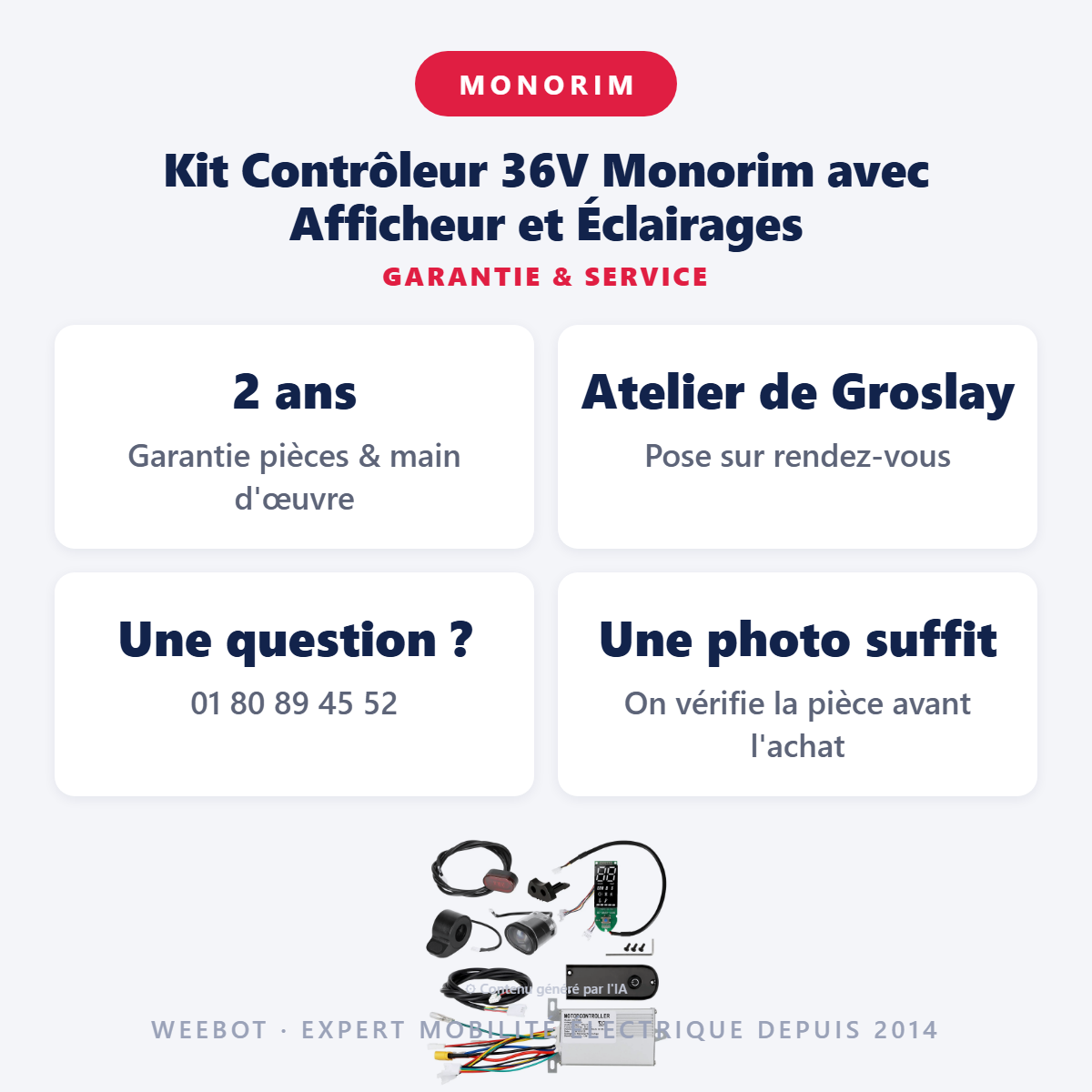 Kit Contrôleur 36V Monorim avec Afficheur et Éclairages : garantie 2 ans et service après-vente