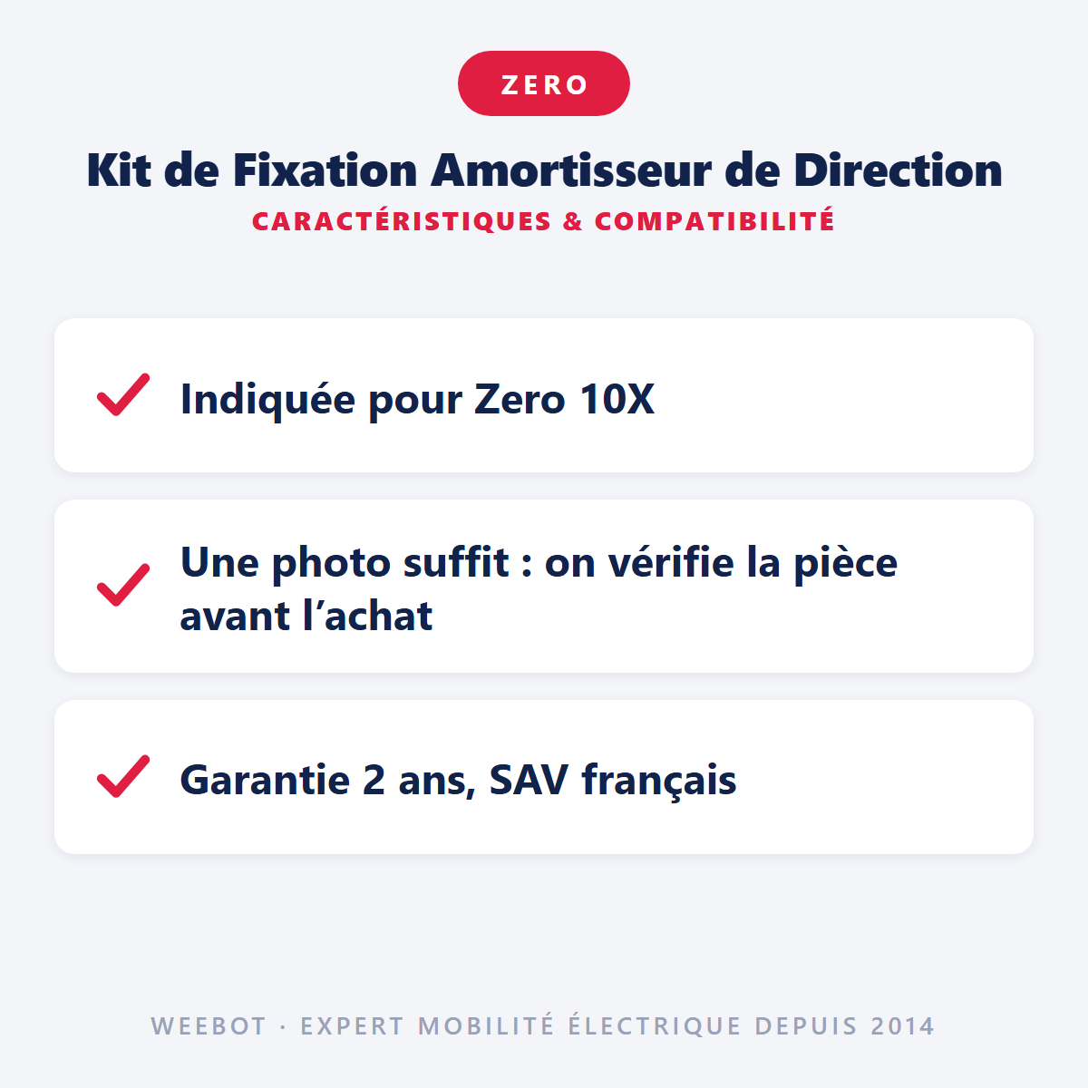 Kit de Fixation Amortisseur de Direction : caractéristiques et compatibilité
