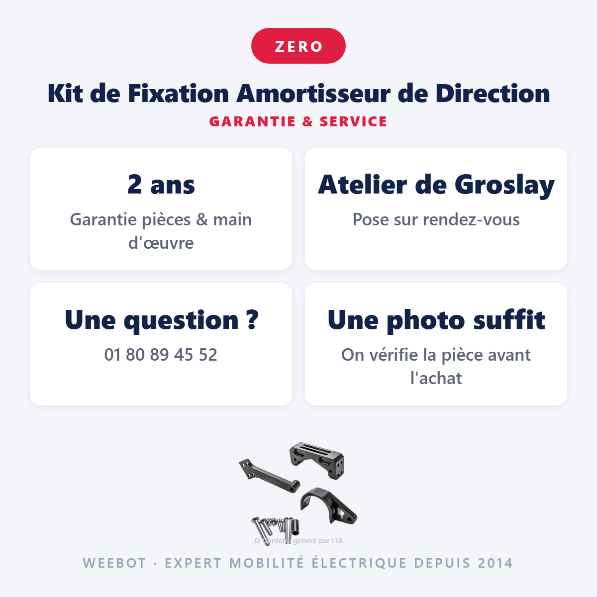 Kit de Fixation Amortisseur de Direction : garantie 2 ans et service après-vente