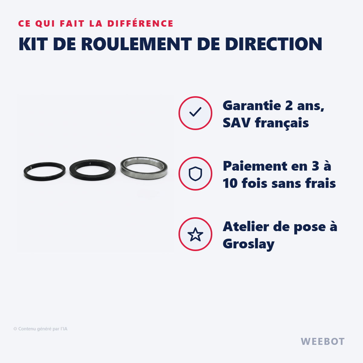 Kit de roulement de Direction pour Trottinette Électrique Teverun Fighter - Weebot