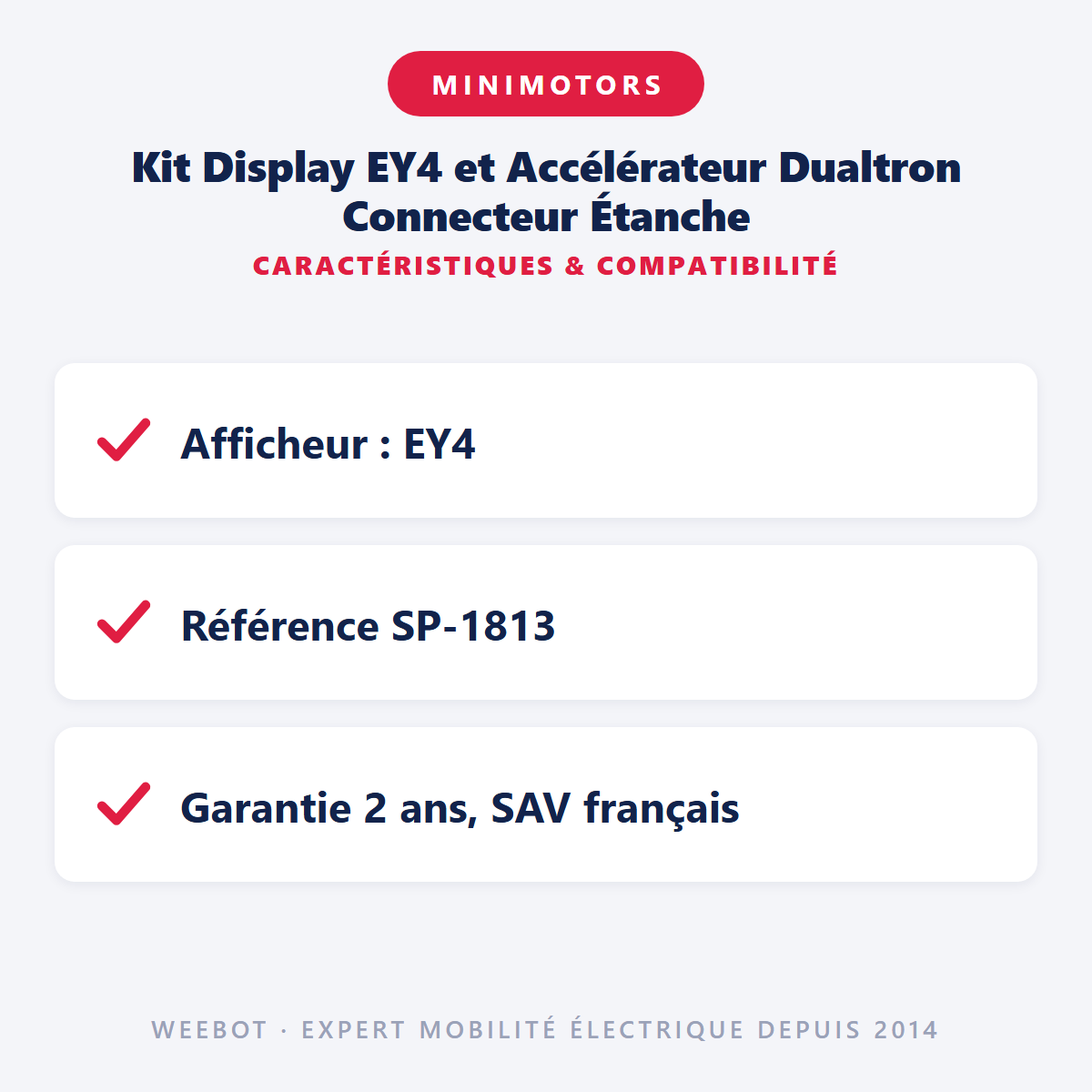 Kit Display EY4 et Accélérateur Dualtron Connecteur Étanche : caractéristiques et compatibilité