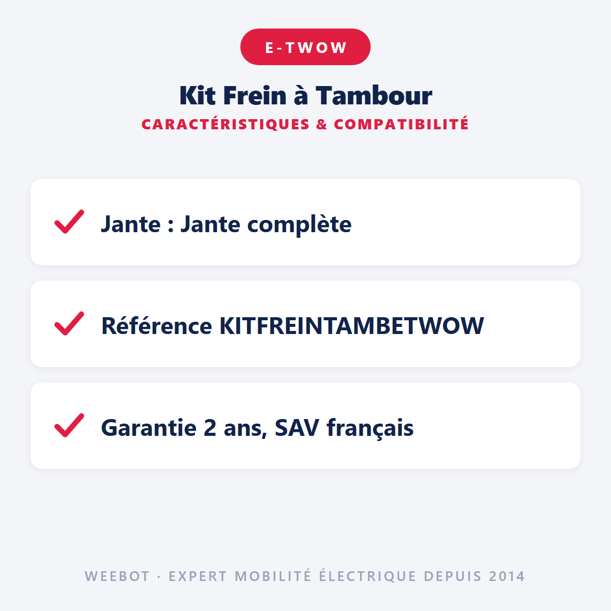 Kit Frein à Tambour : caractéristiques et compatibilité
