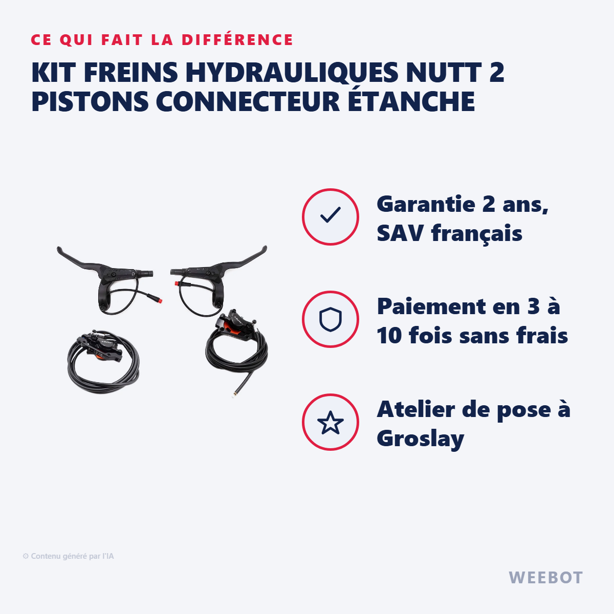 Kit Freins Hydrauliques NUTT 2 Pistons Connecteur Étanche : les points forts