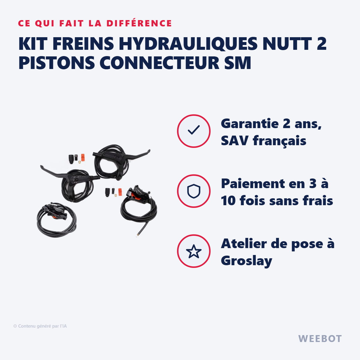 Kit Freins Hydrauliques NUTT 2 Pistons Connecteur SM : les points forts