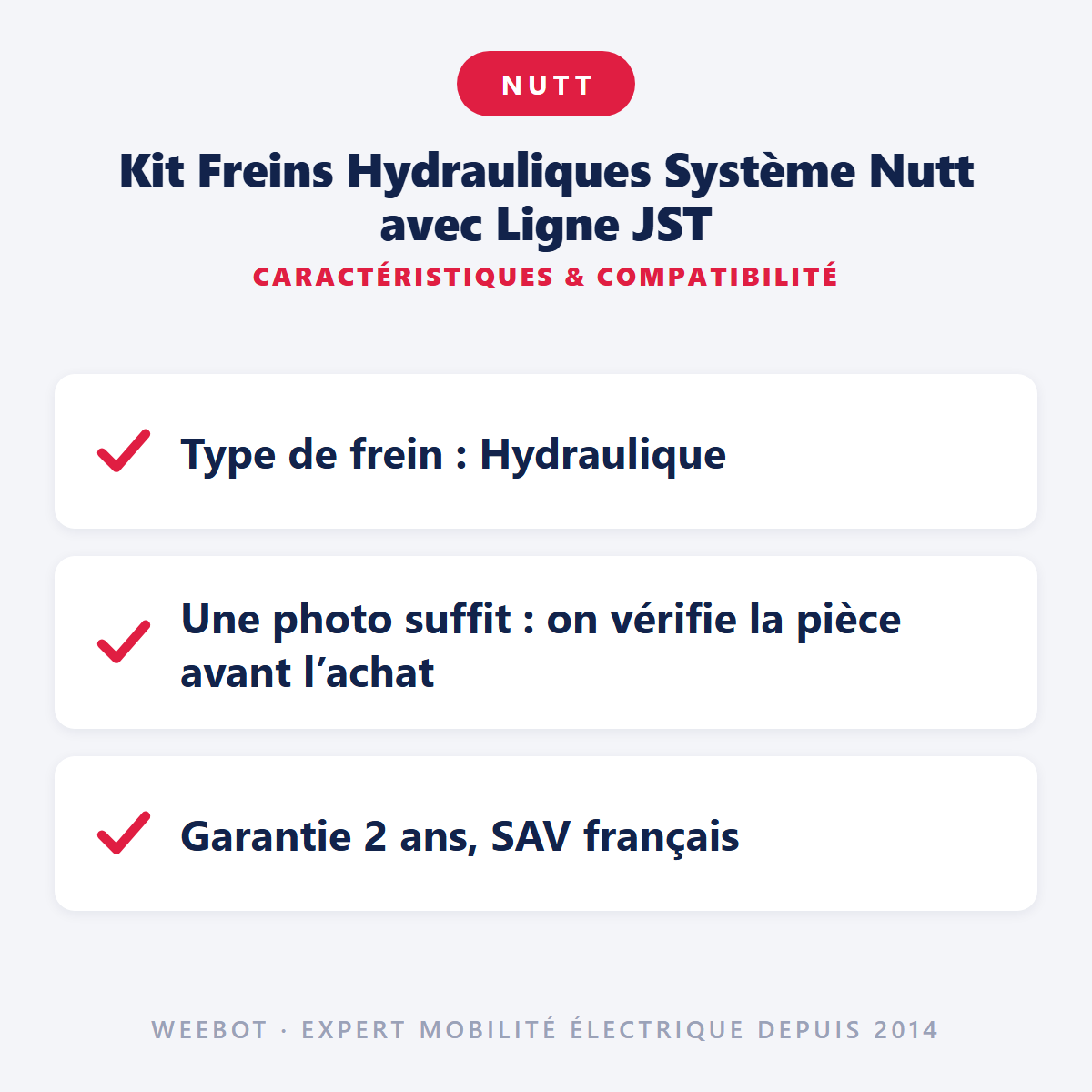 Kit Freins Hydrauliques Système Nutt avec Ligne JST pour Trottinette Électrique - Weebot