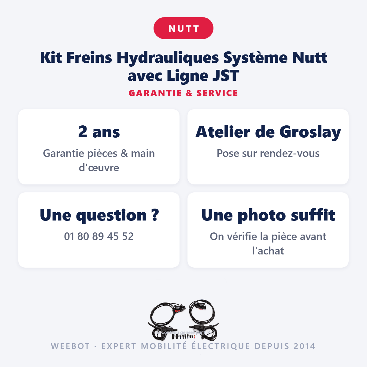 Kit Freins Hydrauliques Système Nutt avec Ligne JST pour Trottinette Électrique - Weebot