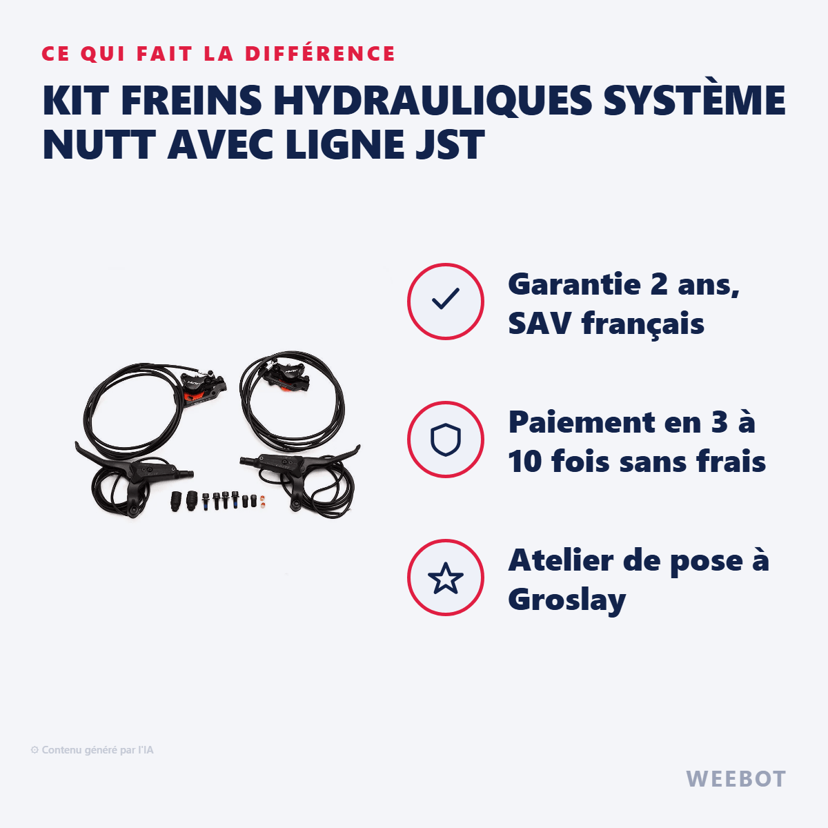 Kit Freins Hydrauliques Système Nutt avec Ligne JST pour Trottinette Électrique - Weebot