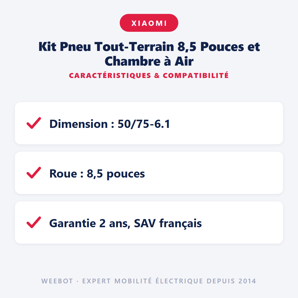 Kit Pneu Tout-Terrain 8,5 Pouces et Chambre à Air : caractéristiques et compatibilité