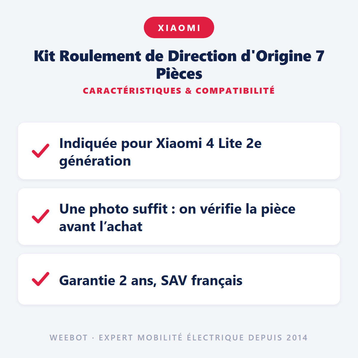 Kit Roulement de Direction d'Origine 7 Pièces : caractéristiques et compatibilité