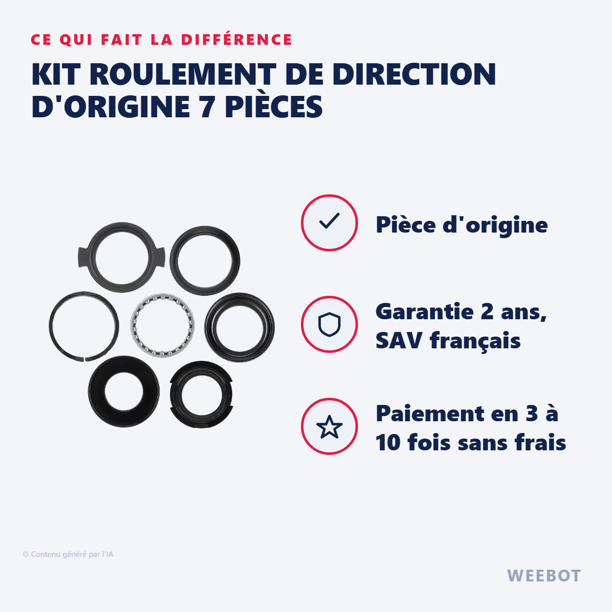 Kit Roulement de Direction d'Origine 7 Pièces : les points forts