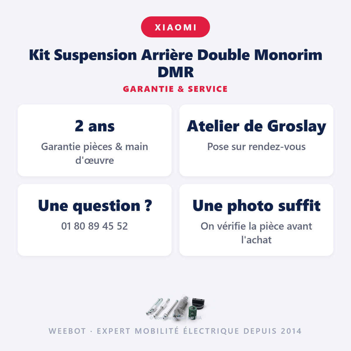 Kit Suspension Arrière Double Monorim DMR : garantie 2 ans et service après-vente