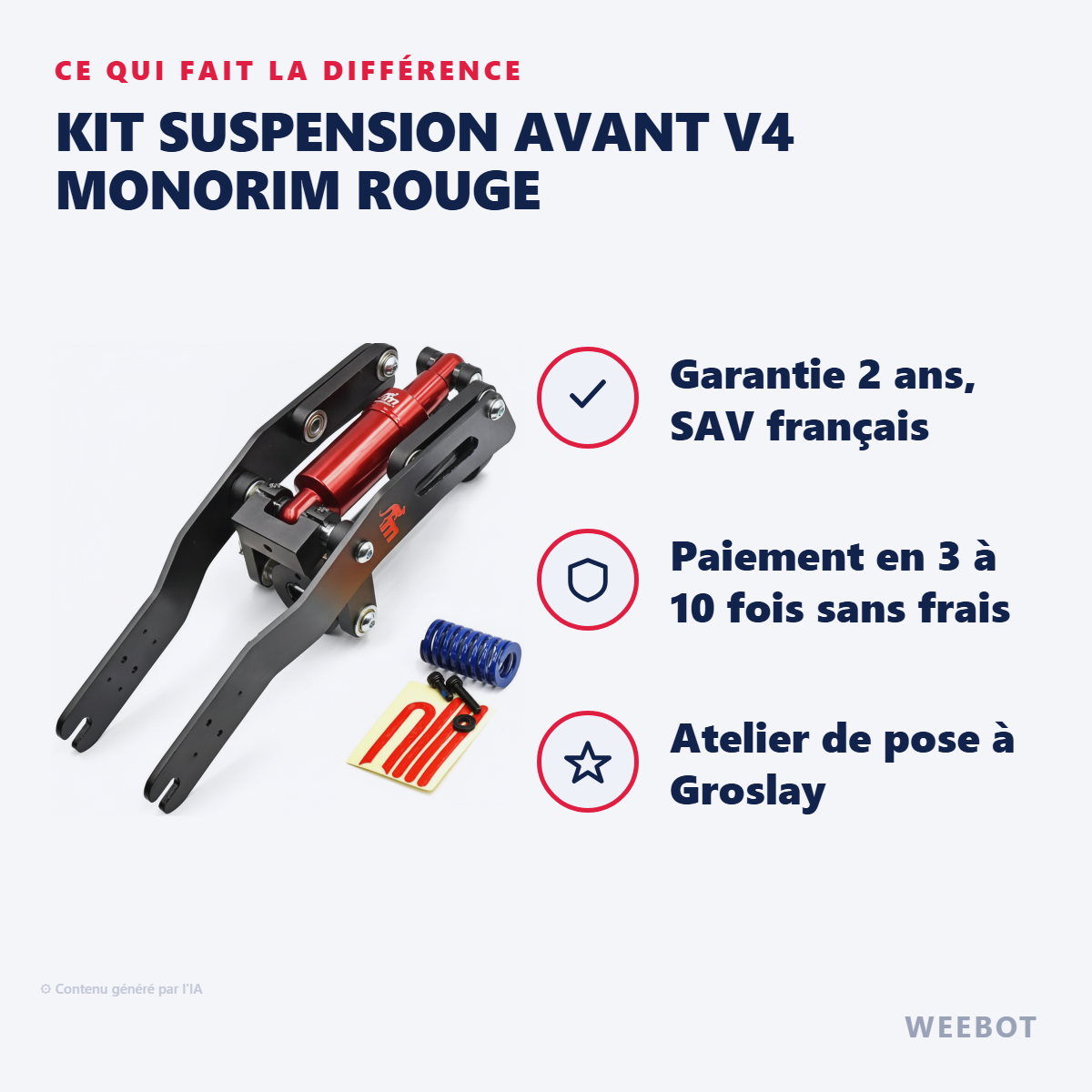 Kit Suspension Avant V4 Monorim Rouge : les points forts