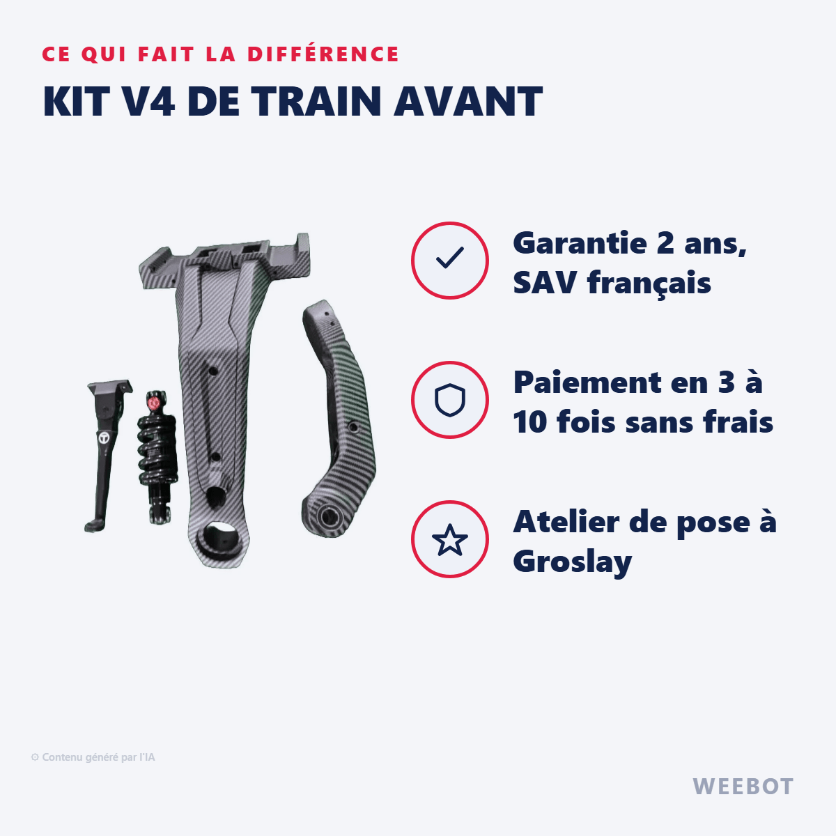 Kit V4 de Train Avant pour Trottinette Electrique Teverun 7260R - Weebot