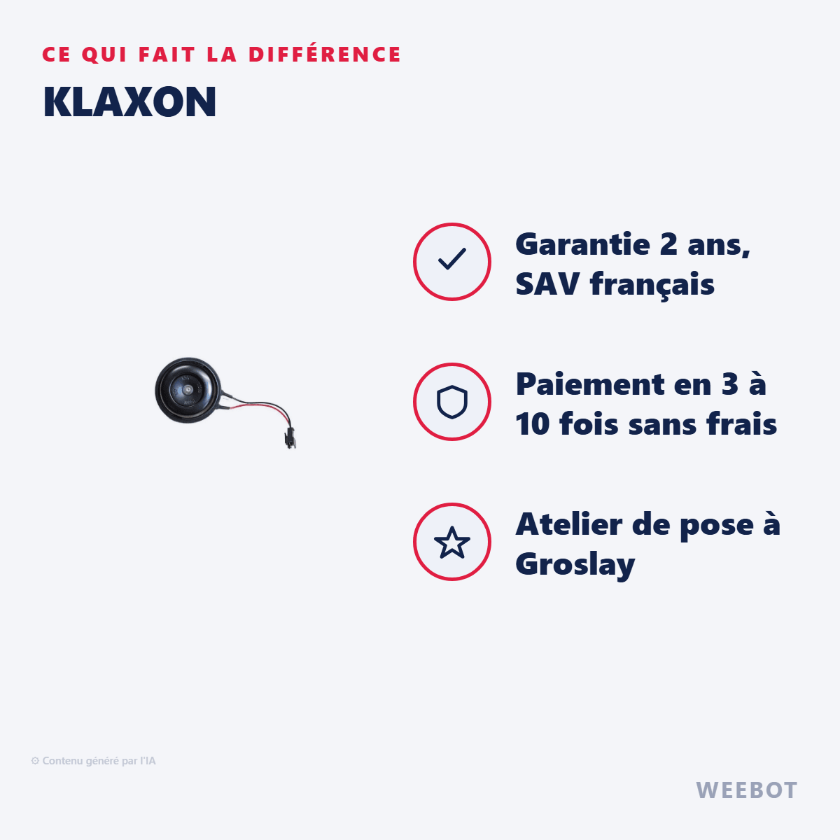 Klaxon (sans support) pour Trottinette Electrique Thunder 2 et Victor Luxury Plus - Weebot
