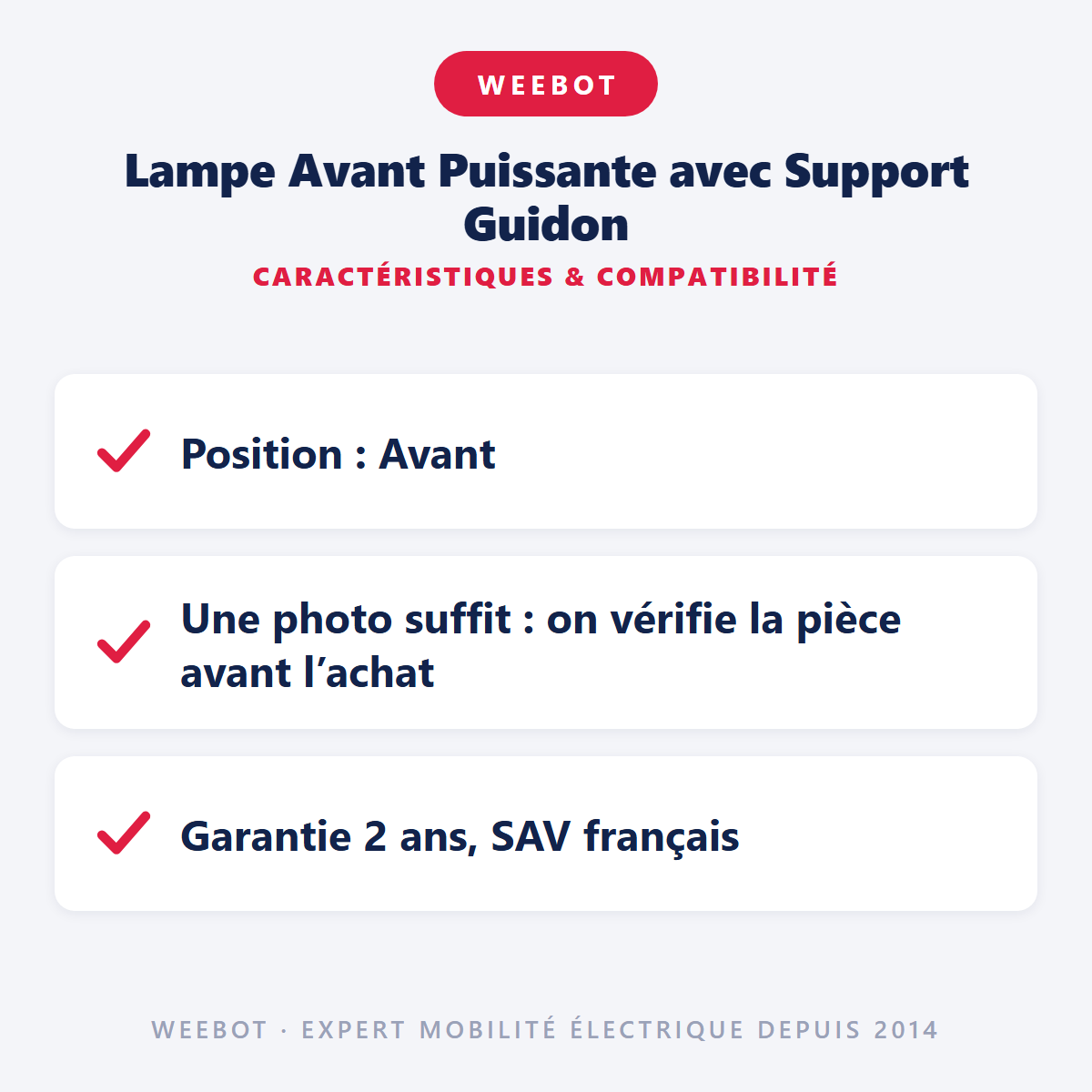 Lampe Avant Puissante avec Support Guidon pour Trottinettes pour trottinette Électrique - Weebot