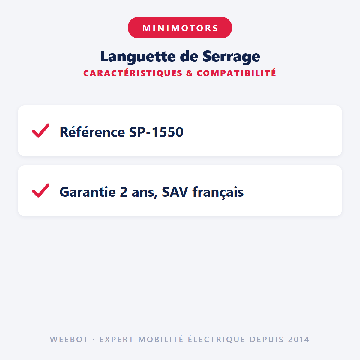 Languette de Serrage pour Trottinette Électrique Dualtron Minimotors - Weebot