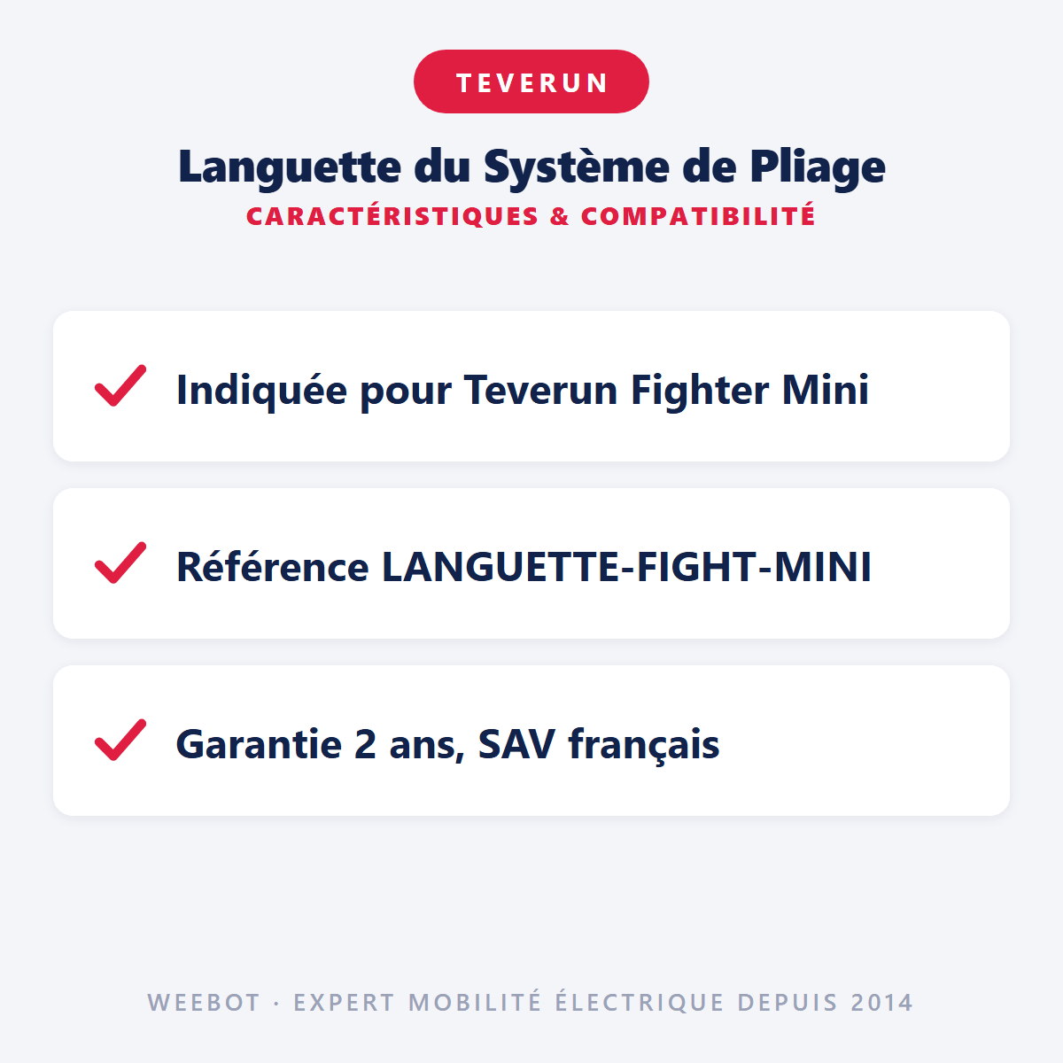 Languette du Système de Pliage pour Trottinette Electrique Teverun Fighter Mini - Weebot