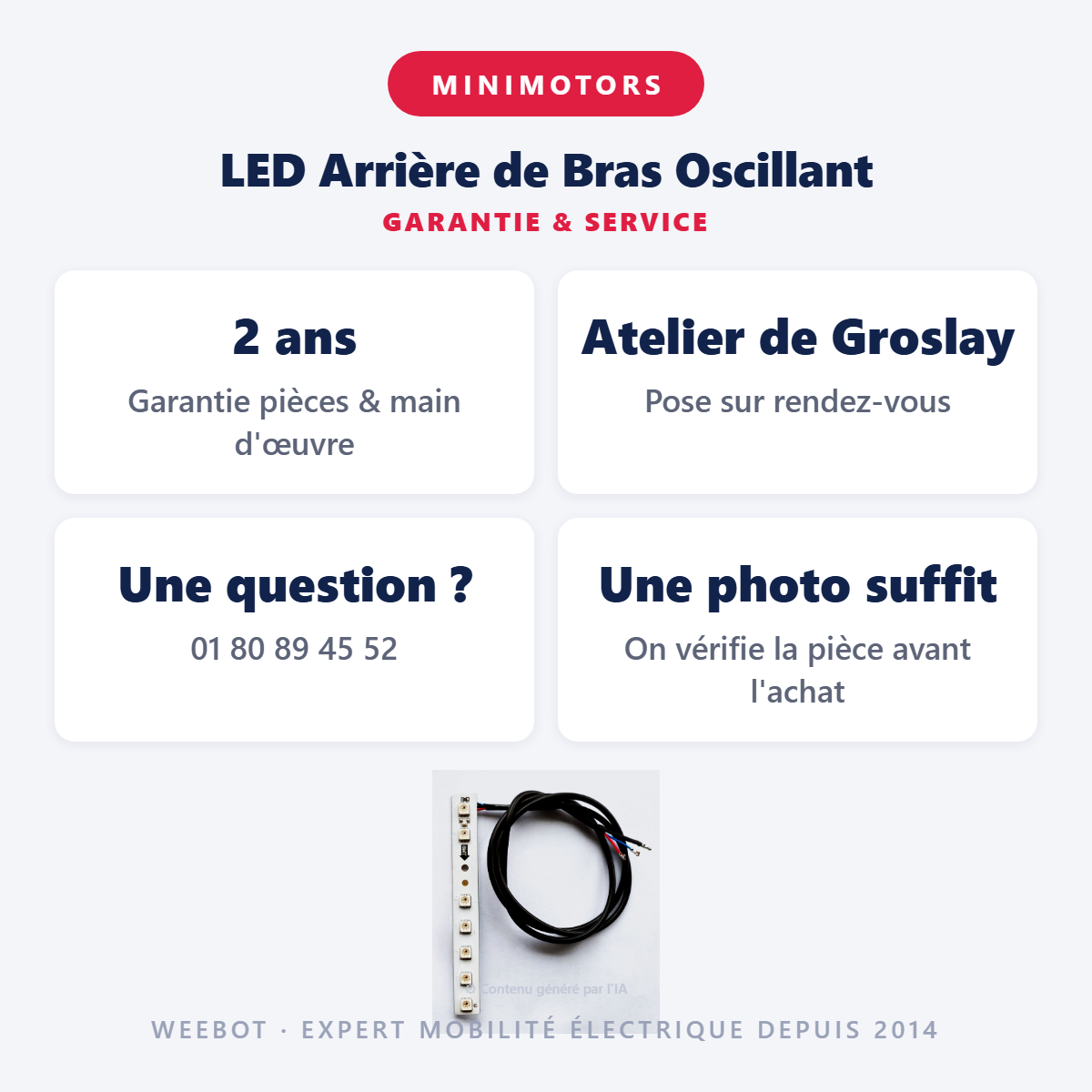 LED Arrière de Bras Oscillant : garantie 2 ans et service après-vente