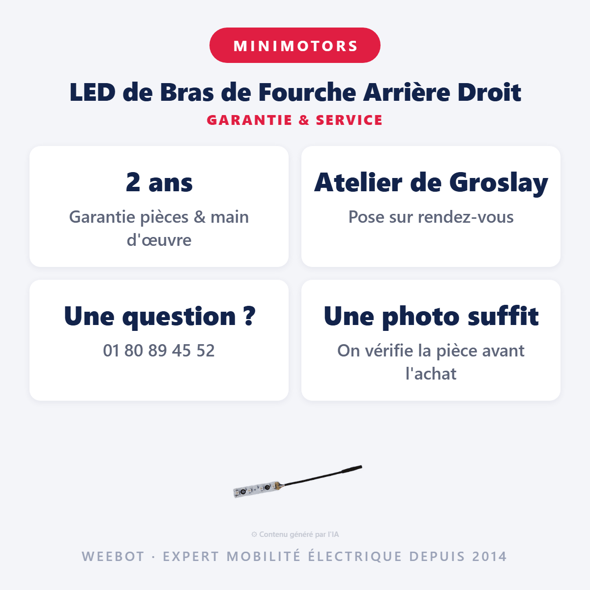 LED de Bras de Fourche Arrière Droit pour Trottinette Electrique Dualtron Thunder 2, Thunder 3 et Achilleus - Weebot