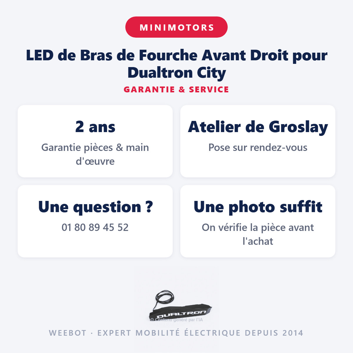 LED de Bras de Fourche Avant Droit pour Dualtron City - Weebot
