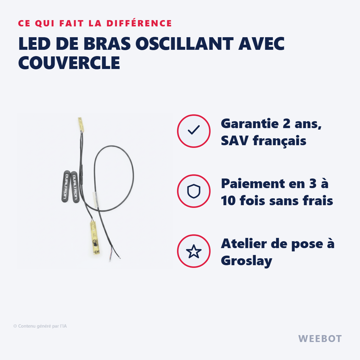 LED de Bras oscillant avec couvercle pour Trottinette Électrique Dualtron Thunder 2 - Weebot