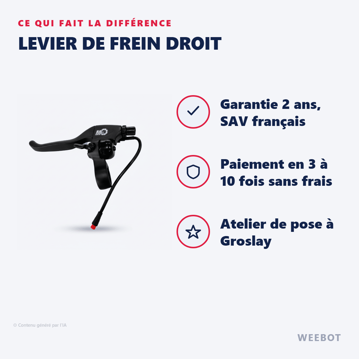 Levier de Frein Droit pour Trottinette Électrique Dualtron Togo Limited - Weebot