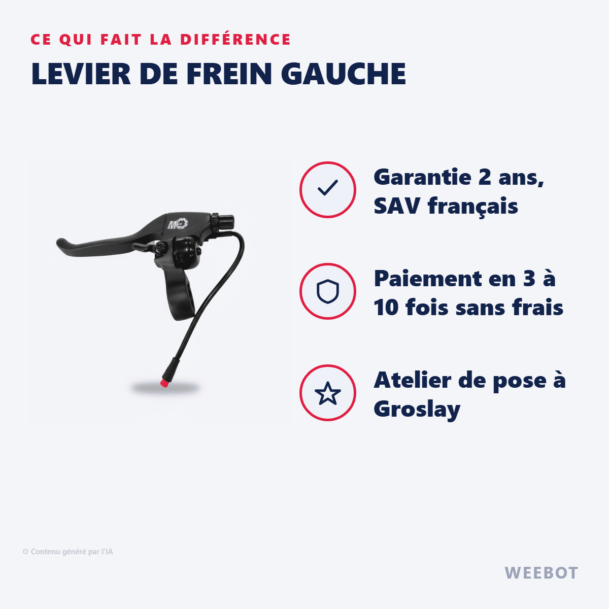 Levier de Frein Gauche pour Trottinette Électrique Dualtron Togo Limited - Weebot