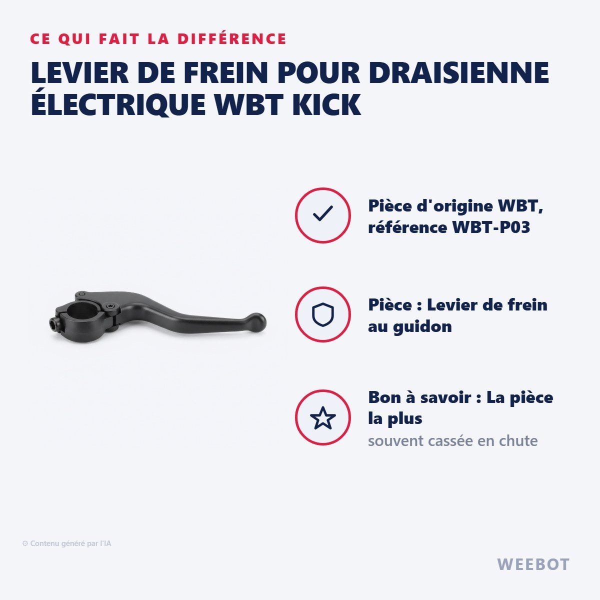 Levier de Frein pour Draisienne Électrique WBT Kick - Weebot