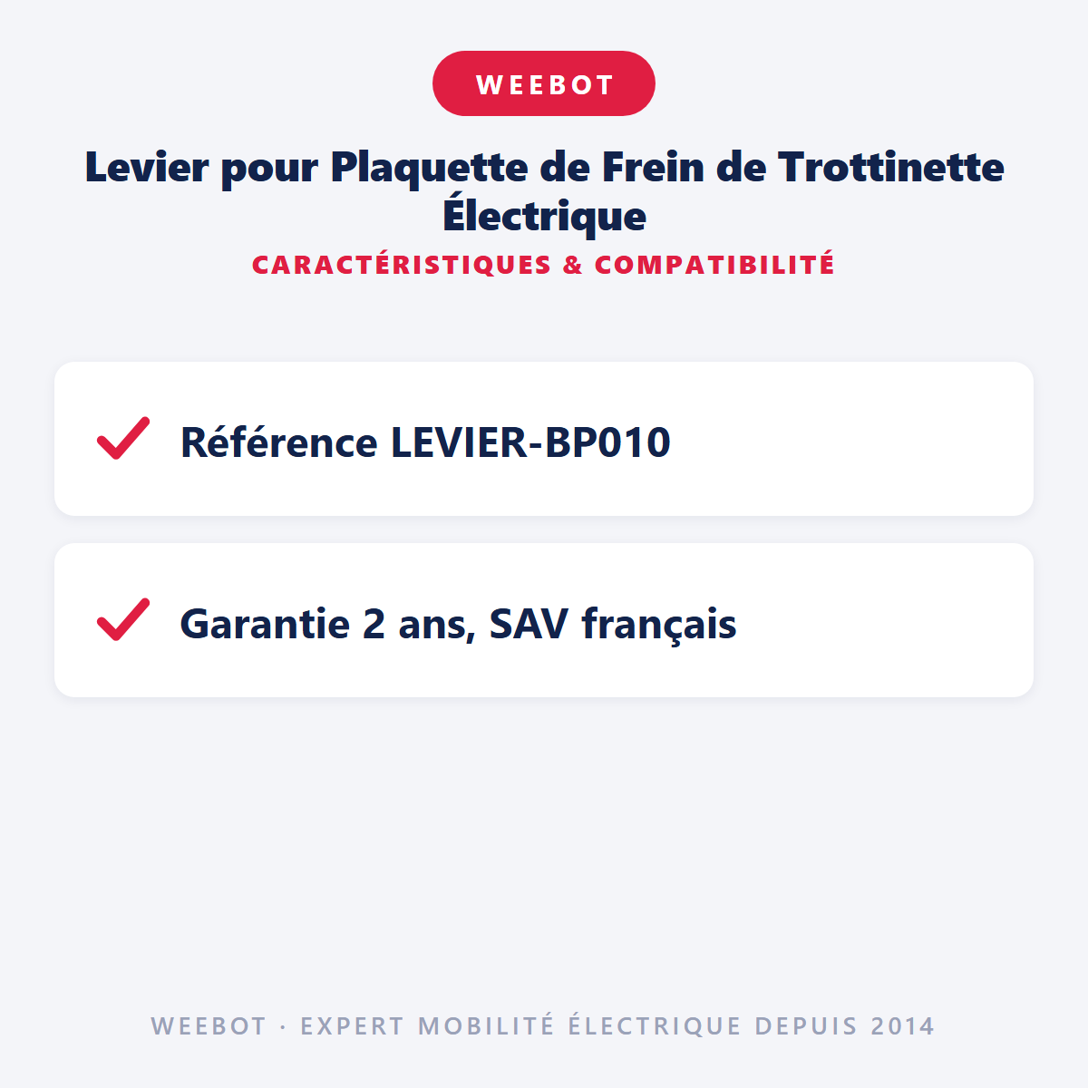 Levier pour Plaquette de Frein de Trottinette Électrique : caractéristiques et compatibilité