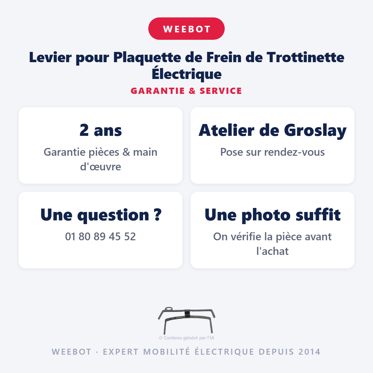 Levier pour Plaquette de Frein de Trottinette Électrique : garantie 2 ans et service après-vente