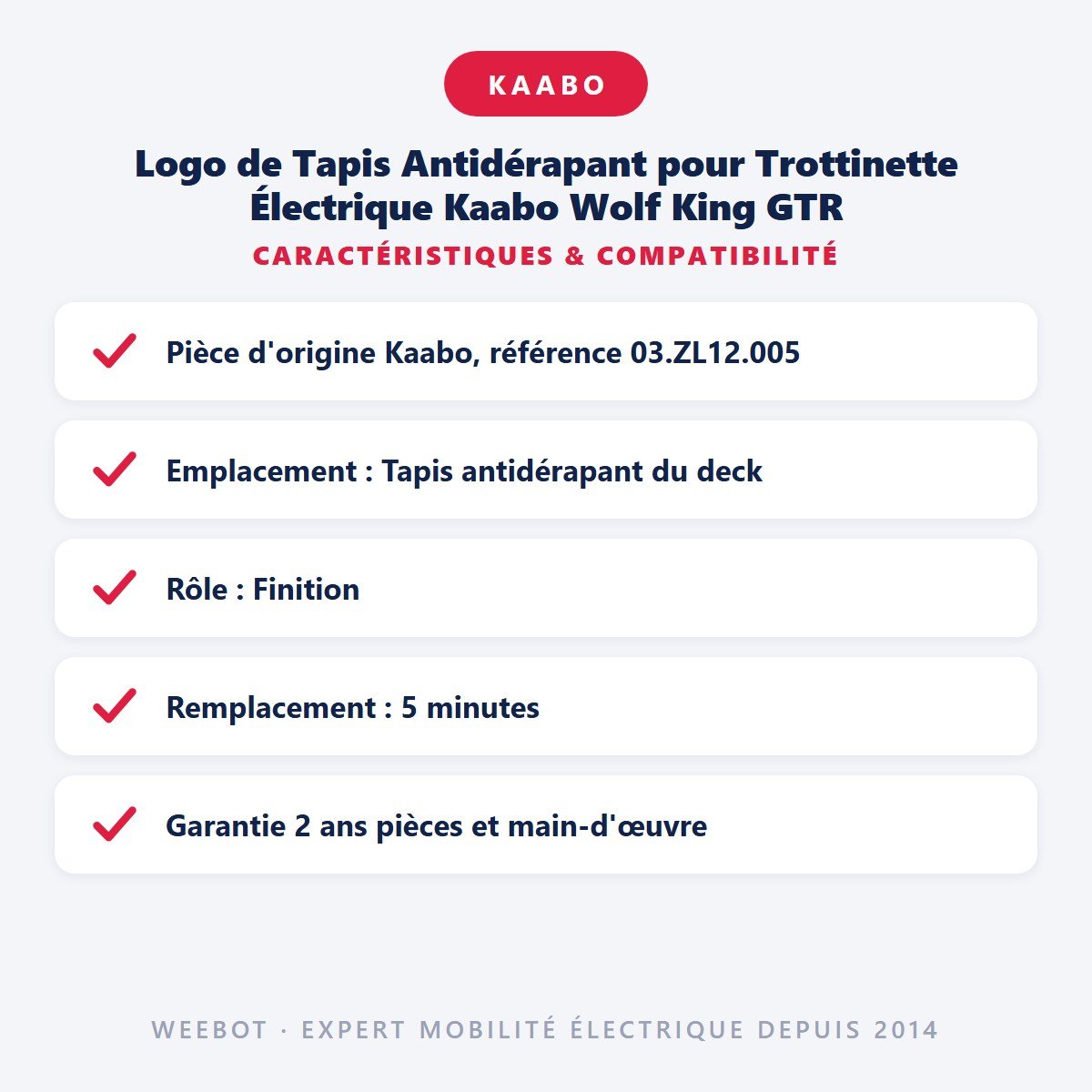 Logo de Tapis Antidérapant pour Trottinette Électrique Kaabo Wolf King GTR - Weebot