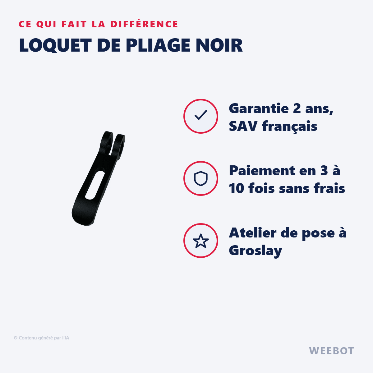 Loquet de Pliage Noir pour Trottinette Électrique Xiaomi M365 & Pro - Weebot