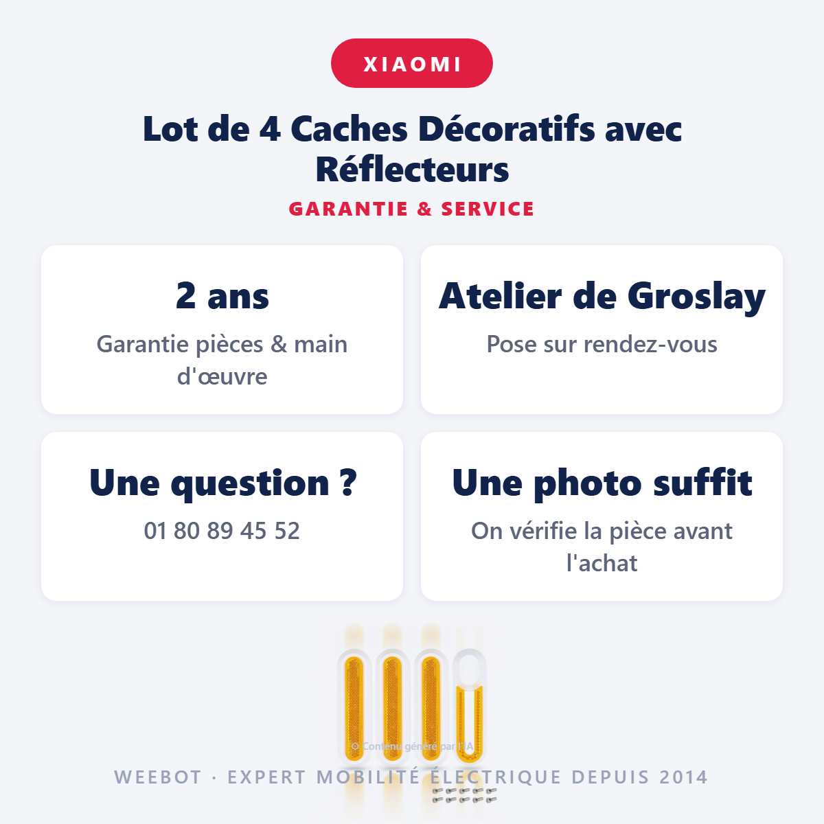Lot de 4 Caches Décoratifs avec Réflecteurs : garantie 2 ans et service après-vente