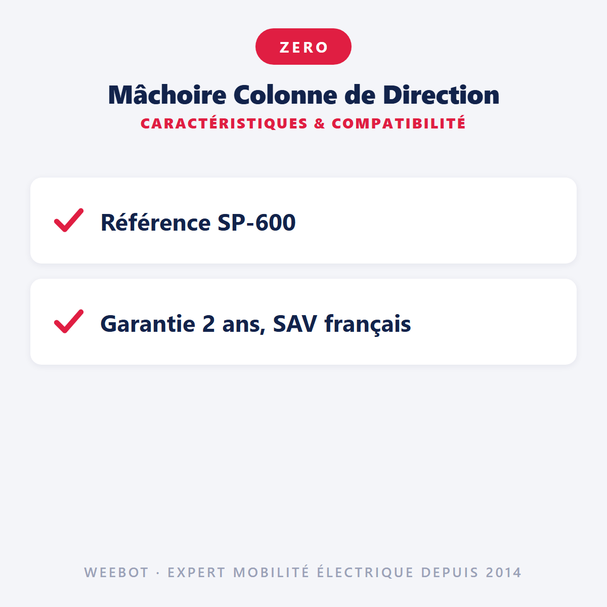Mâchoire Colonne de Direction pour Trottinette Électrique Z9 et Z10 (Paire) - Weebot