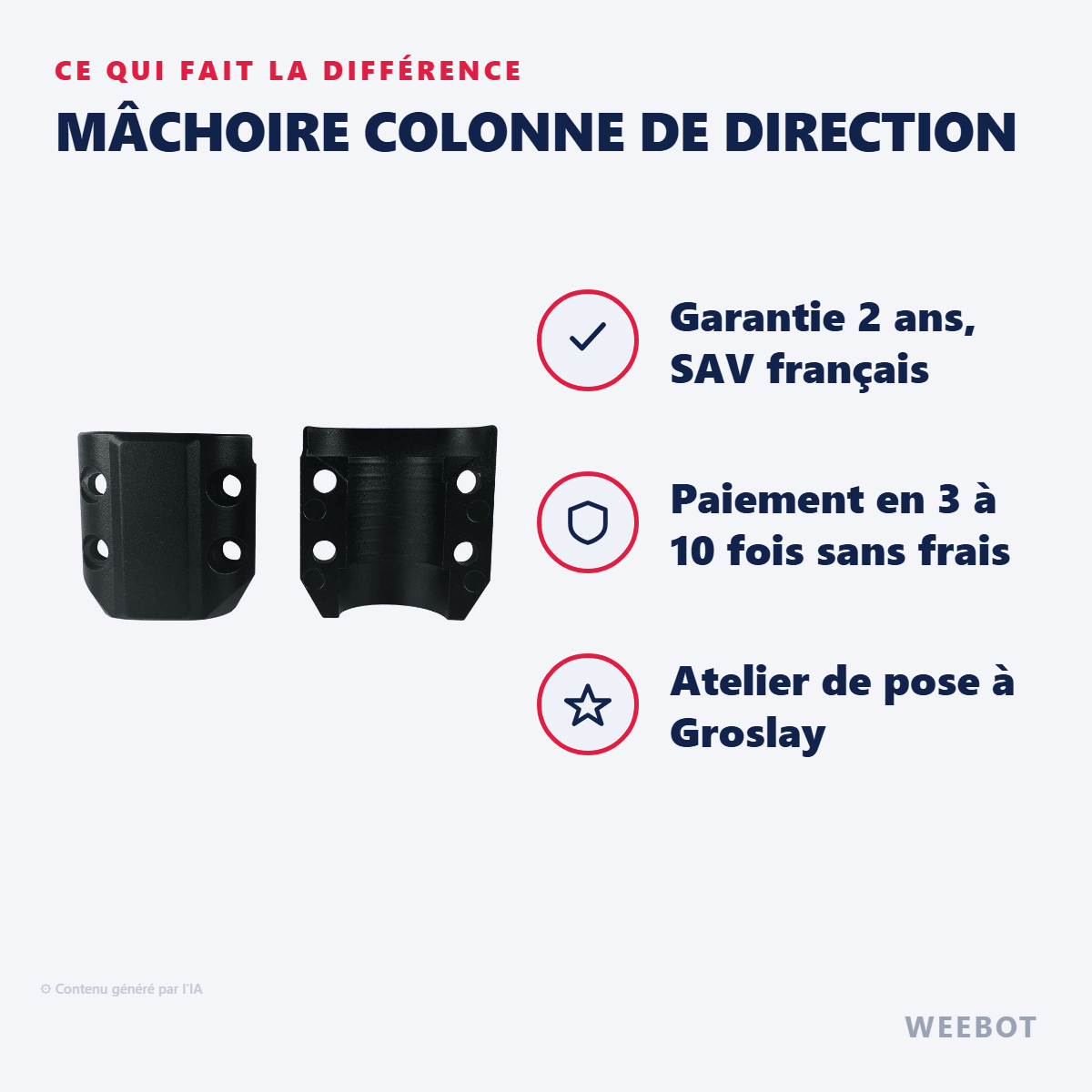 Mâchoire Colonne de Direction pour Trottinette Électrique Z9 et Z10 (Paire) - Weebot