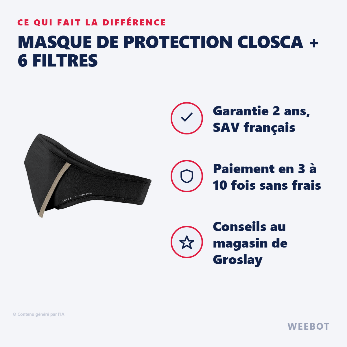 Masque de Protection Closca + 6 Filtres : les points forts