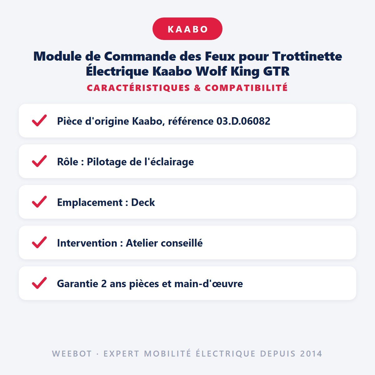 Module de Commande des Feux pour Trottinette Électrique Kaabo Wolf King GTR - Weebot