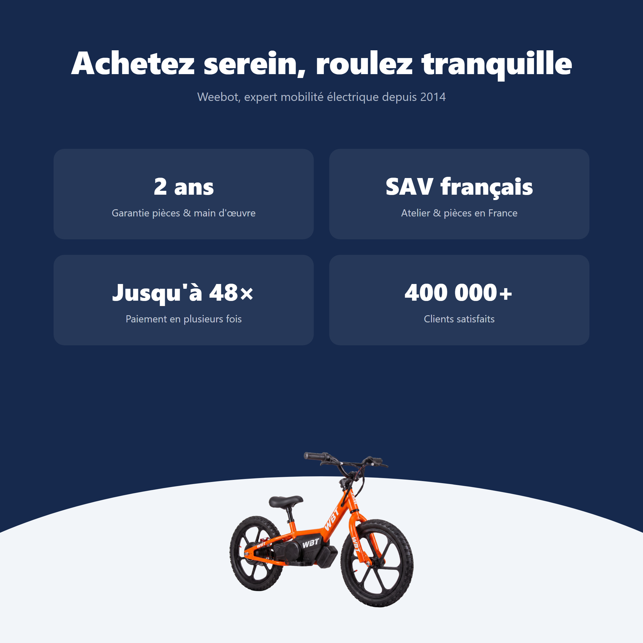 draisienne électrique tout terrain WBT Enduro - garantie livraison SAV